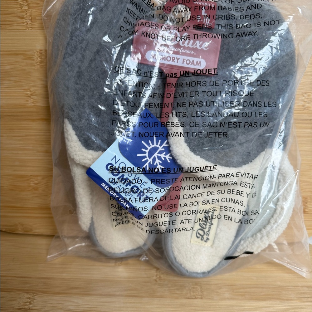 DLuxe Dearfoams Slippers Women’s 9 10 L | No Sweat Comfort Adapt Gray Sherpa - Picture 5 of 5